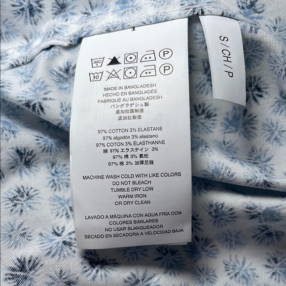 Michael Kors white with blue floral print slim fit s/s sz S - Picture 6 of 6